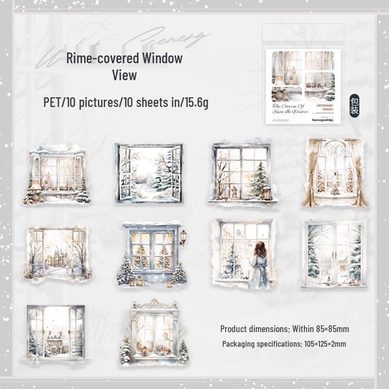

Beautiful Day Winter Scenery Large PET Sticker Set - 6 Styles, 10 Sheets Included Large