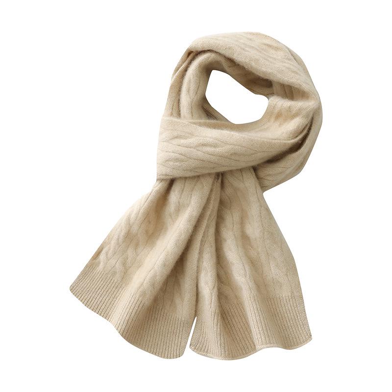 100% Pure Cashmere Cable Knit Scarf for Women and Men – Versatile Autumn/Winter Fashion Accessory
