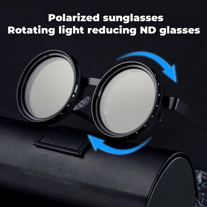 New Nd Rotating Adjustable Brightness Light Reducing Sunglasses Round Frame Premium Feeling Polarised Fishing Glasses For Men