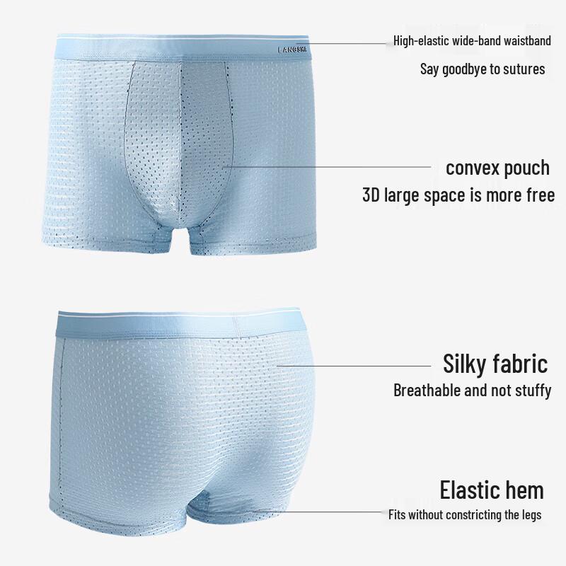 Langesha Men's Ice Silk Quick-Dry Antibacterial Boxer Briefs