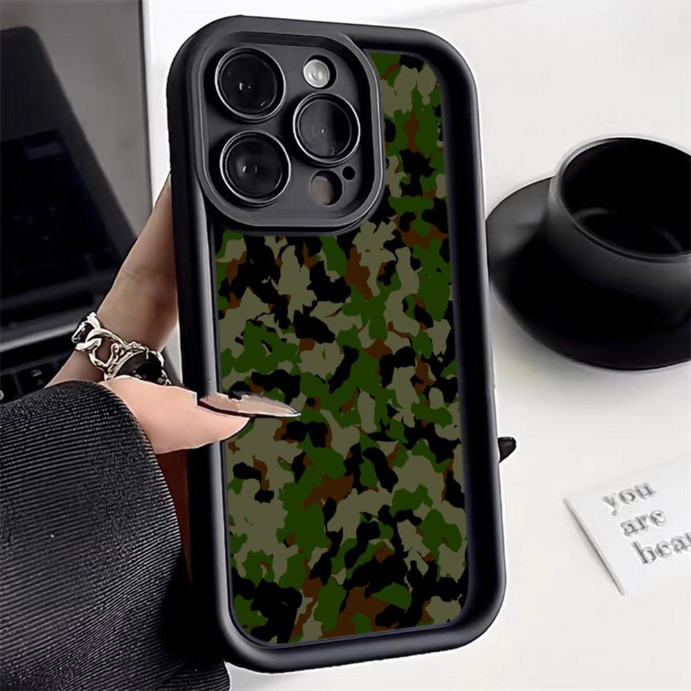 LZ6 Camouflage Camo Design Silicone Phone Case for iPhone 11 13 14 15 16 Pro Max 7 8 16 Plus 12 mini XS Max XR Shockproof Back Cover