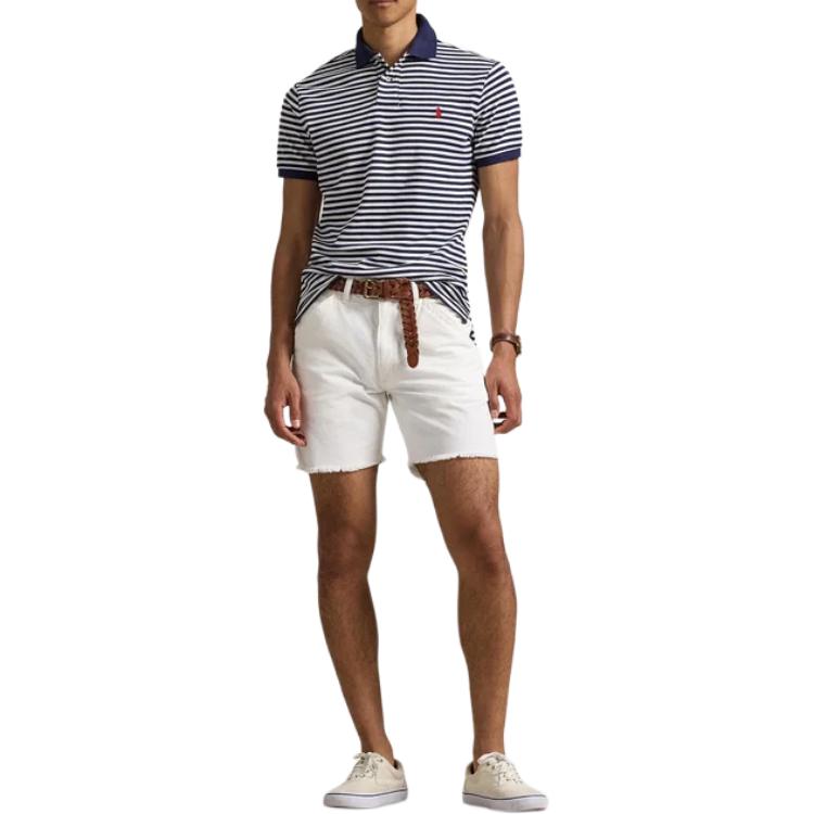 Polo Ralph Lauren Koszulka polo w paski Slim Fit Męskie topy Niebieski 710956682-001