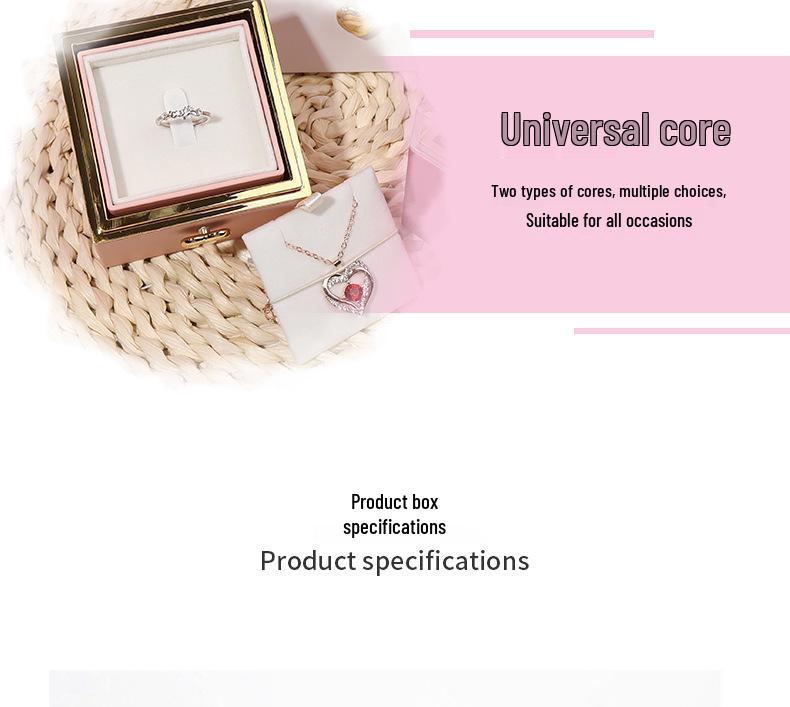 Automatic Rotating Acrylic Jewelry Box with Preserved Rose and Necklace - Valentine's Day Gift