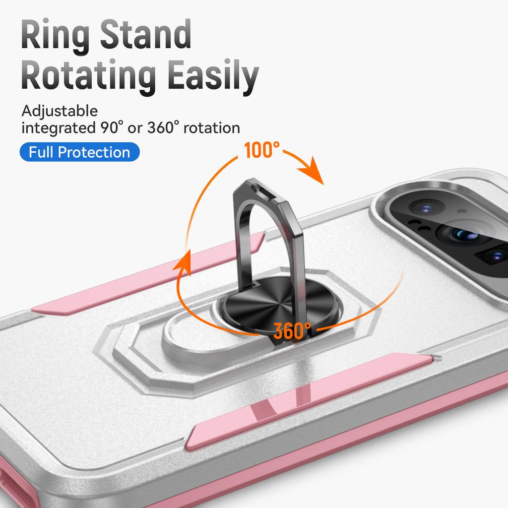 For Google Pixel 9/Pixel 9 Pro Case Military Grade Ring Kickstand PC+TPU Phone Cover