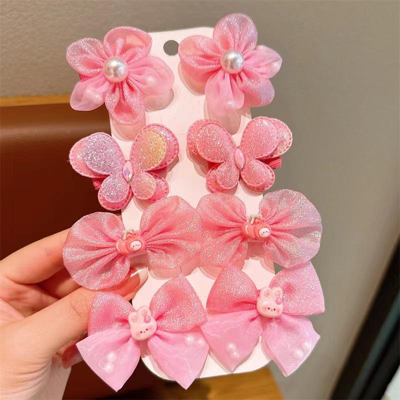 Summer candy - colored flower hair clips for girls, fairy tulle bang clips with bows,cute princess hair accessories,chic&lovely.