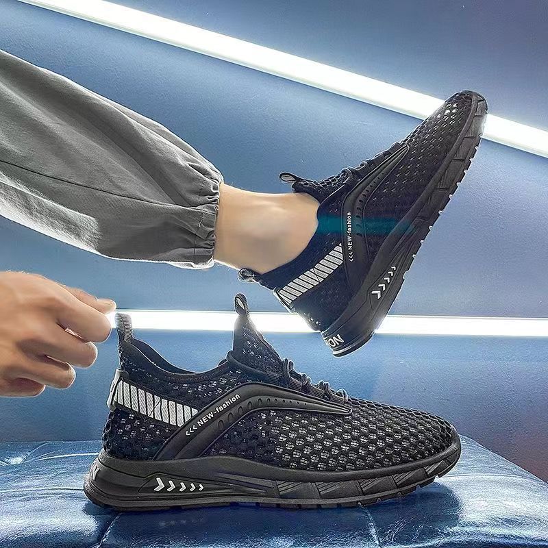 

Summer hollow mesh men s shoes men s fashion casual running shoes versatile shoes men s low-top breathable sports shoes 44 чорний