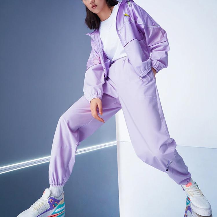 Li Ning Sports Fashion Series Loose Casual Hooded Jacket Women Jacket Purple AFDR154-4