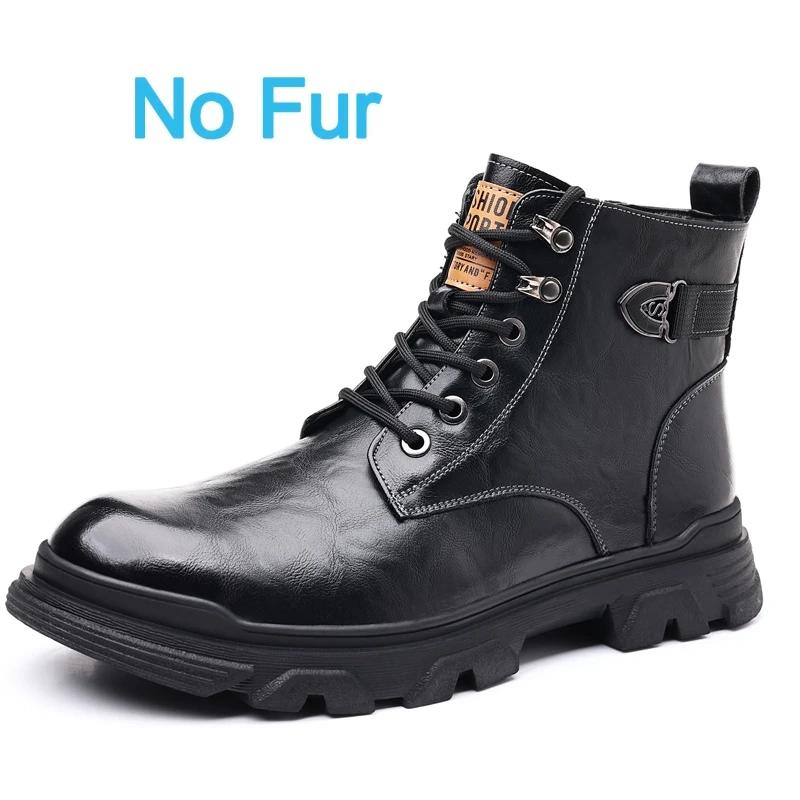 British Style Outdoor Sneakers Casual Ankle Boots for Men Genuine Leather Boots Comfortable Flat High Top Lace Up Fashion Male