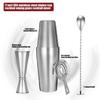 Steel Bartenders Drink Shaker Set with Jigger Strainer Muddler Mixing Spoon Tool For Crafting Cocktails Home Use Parties