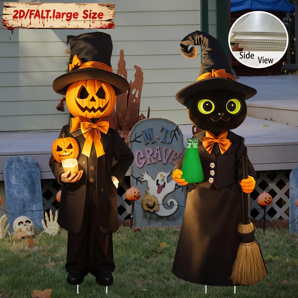 

2 ШТ. Хэллоуин Черный Кот Человек-Тыква Садовое Украшение Штекер 2PCS