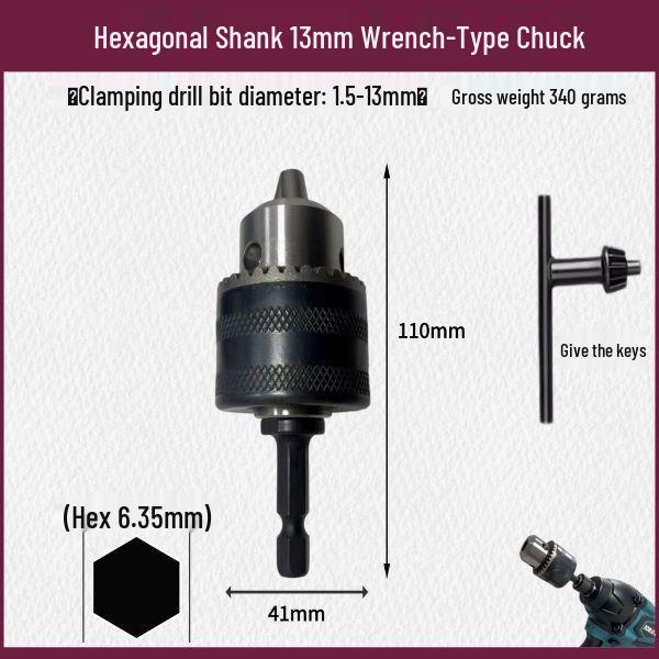 Hex Shank Drill Chuck Adapter for Electric & Pneumatic Screwdrivers