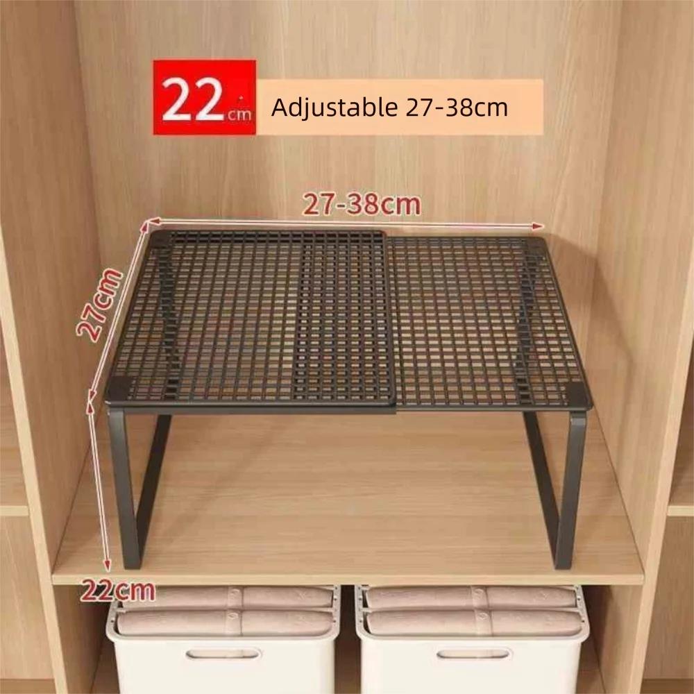 DIY Metal Closet Shelf Adjustable   Wardrobe Organizer Expandable Retractable Stackable Shelves Bathroom
