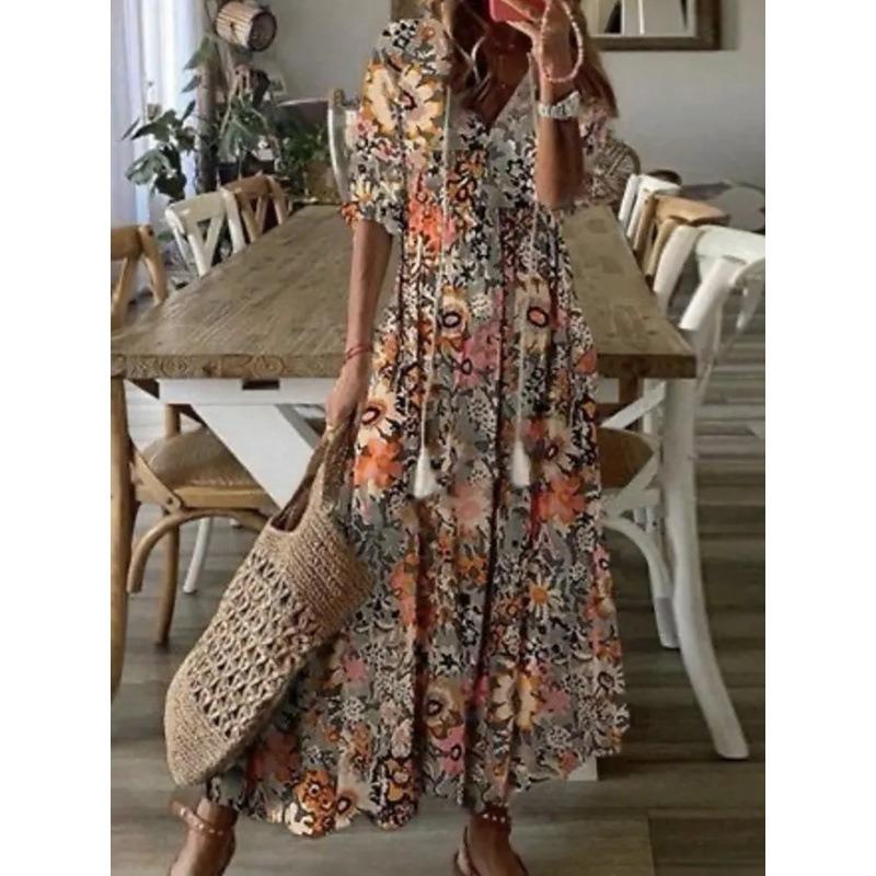 BITCED Fashion Summer Spring 1/2 Sleeves  V-Neck Casual Dresses