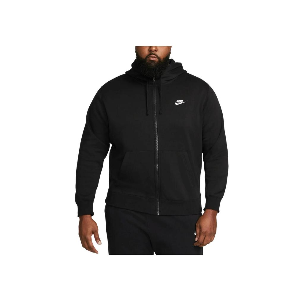 Nike Men's Sportswear Club Fleece Full-Zip Hoodie 'Black/White' BV2645-010
