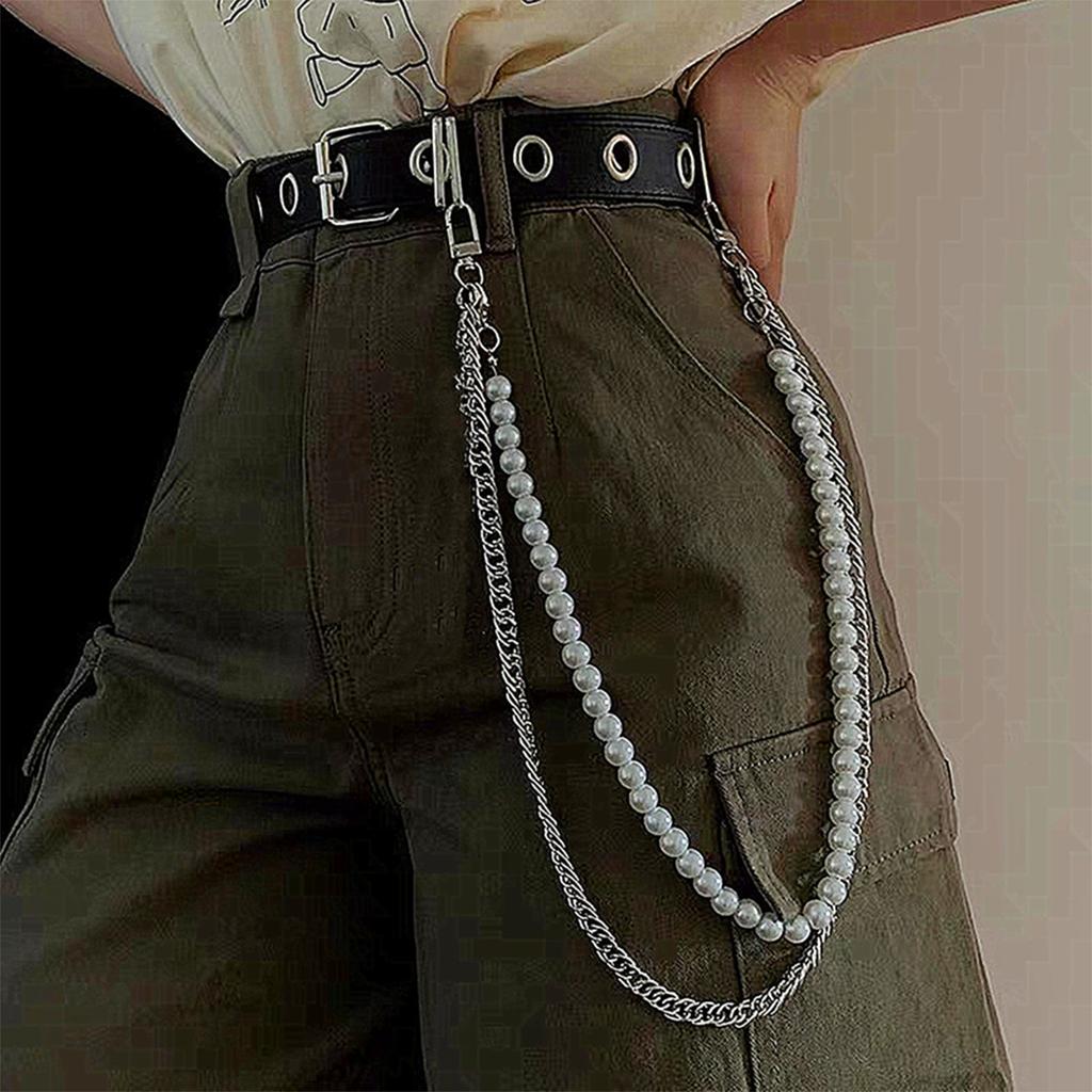 Simple Waist Chain For Women Temperament Pearl Beaded U-Shaped Waist Chain Hip Hop Rock Personality Jeans Chain Accessories