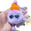 Mignon Cartoon Loutre Lapin Fourrure Lunettes Pendentif Porte-clés Ornement