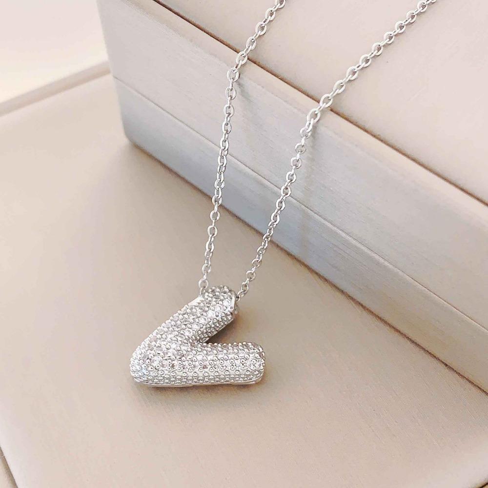 Necklace Female English Alphabet Necklace Female Hip Hop Full Zircon Delicate Clavicle Chain Personality Necklace