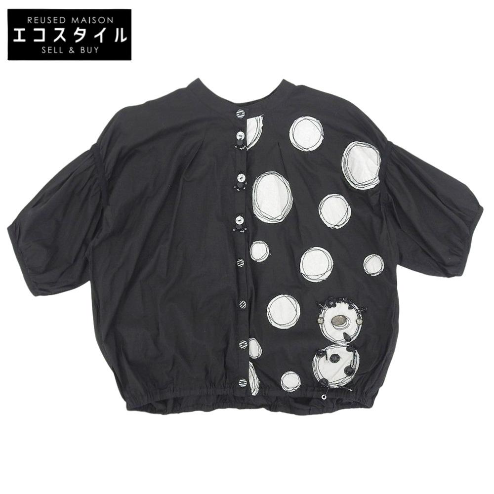 

OLLEBOREBLA Pig Polka Dot Blouse Tops Women s Black tops ― blackUsed