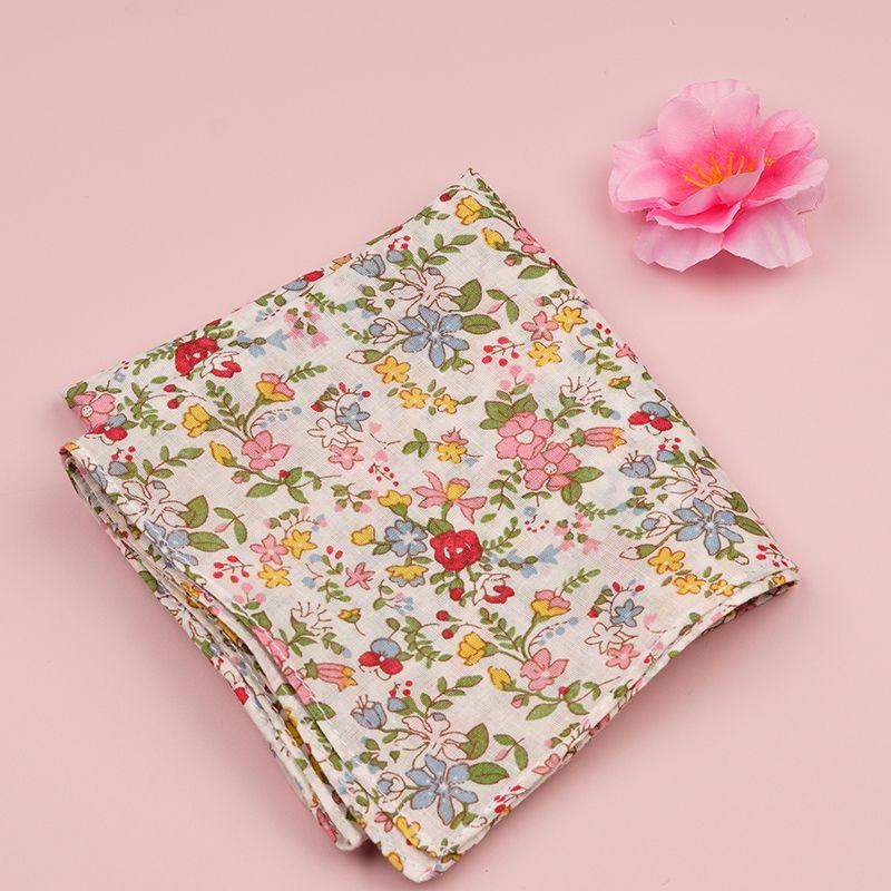 

[Yamamoto Kernel] Идиллический платок из чистого хлопка с цветочным рисунком, впитывающий пот, портативный платок для вытирания пота, быстросохнущий, ретро Pastoral white background