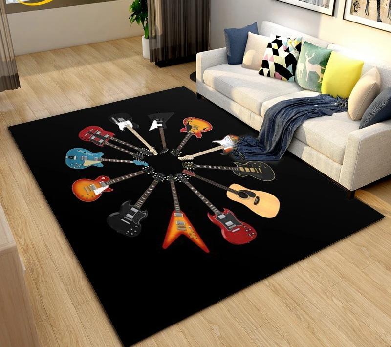 Klassische E-Gitarre Bass Teppich Schlafzimmer Zuhause Weiche Matte Waschbar Wohnzimmer Dekoration Flur Ankleidezimmer Couchtisch Teppich
