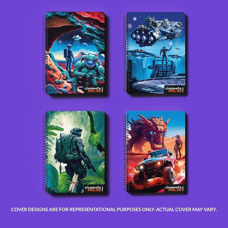 Classmate Pulse 6 Subject 3D Spiral Notebooks - Single Line, 300 Pages, 297mm*210mm