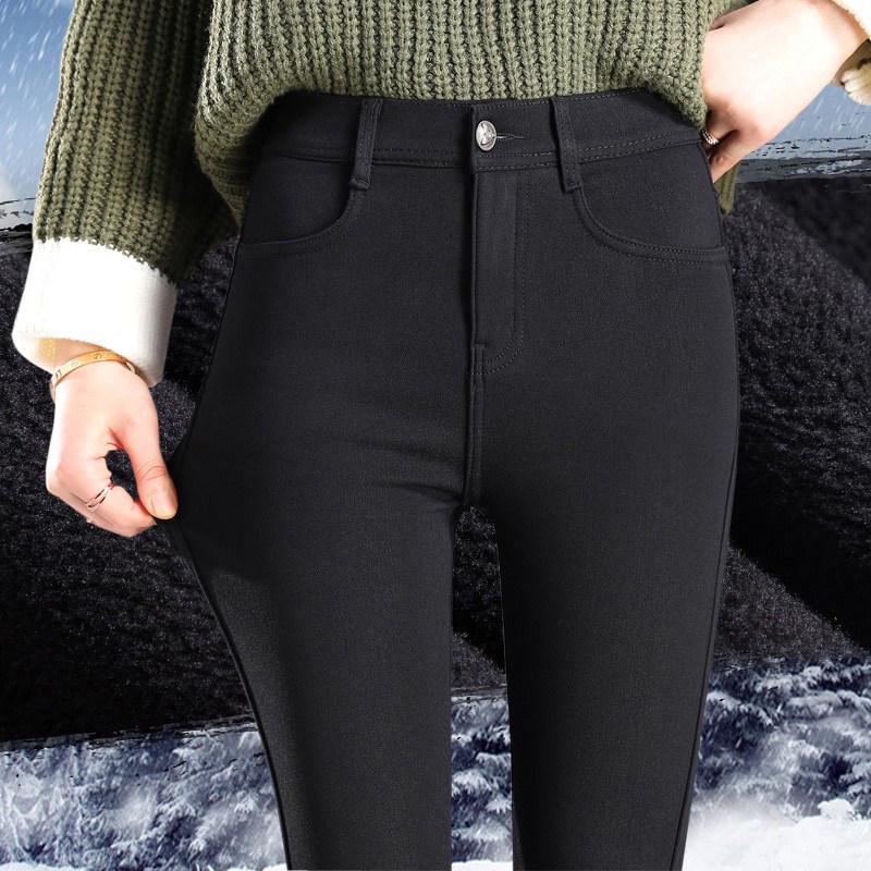 2025 New Style Women's Black Velvet Leggings: Autumn/Winter, Stretchy Skinny Pencil Pants, Thickened for Outerwear