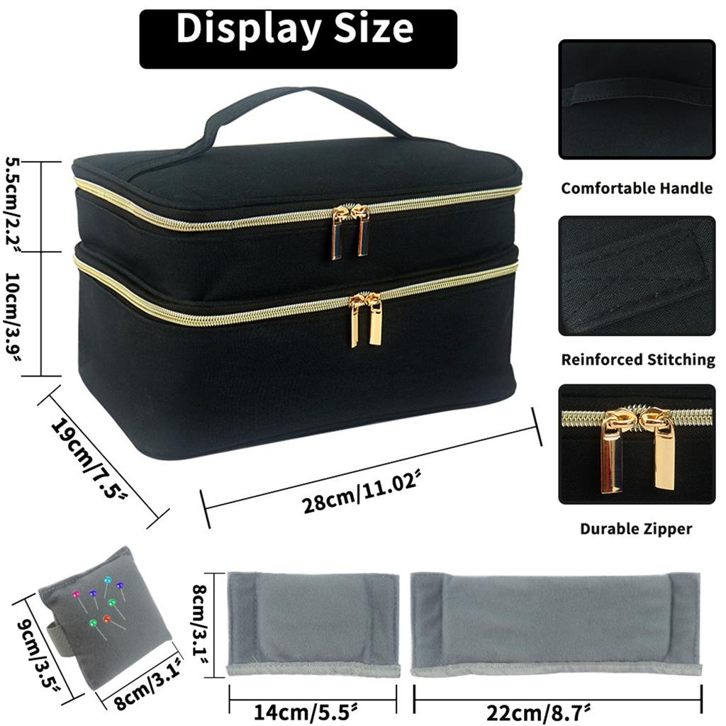 Double Layer Sewing Kit Supplies Storage Organizer for Needles Scissors Measuring Tape Thread ToolsSewing Accessories Organizer