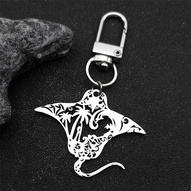 Hollow Manta Ray Sea Devil Fish Necklace For Women Men Stainless Steel Gold Color Coconut Tree Tropical Marine Scenery Jewelry