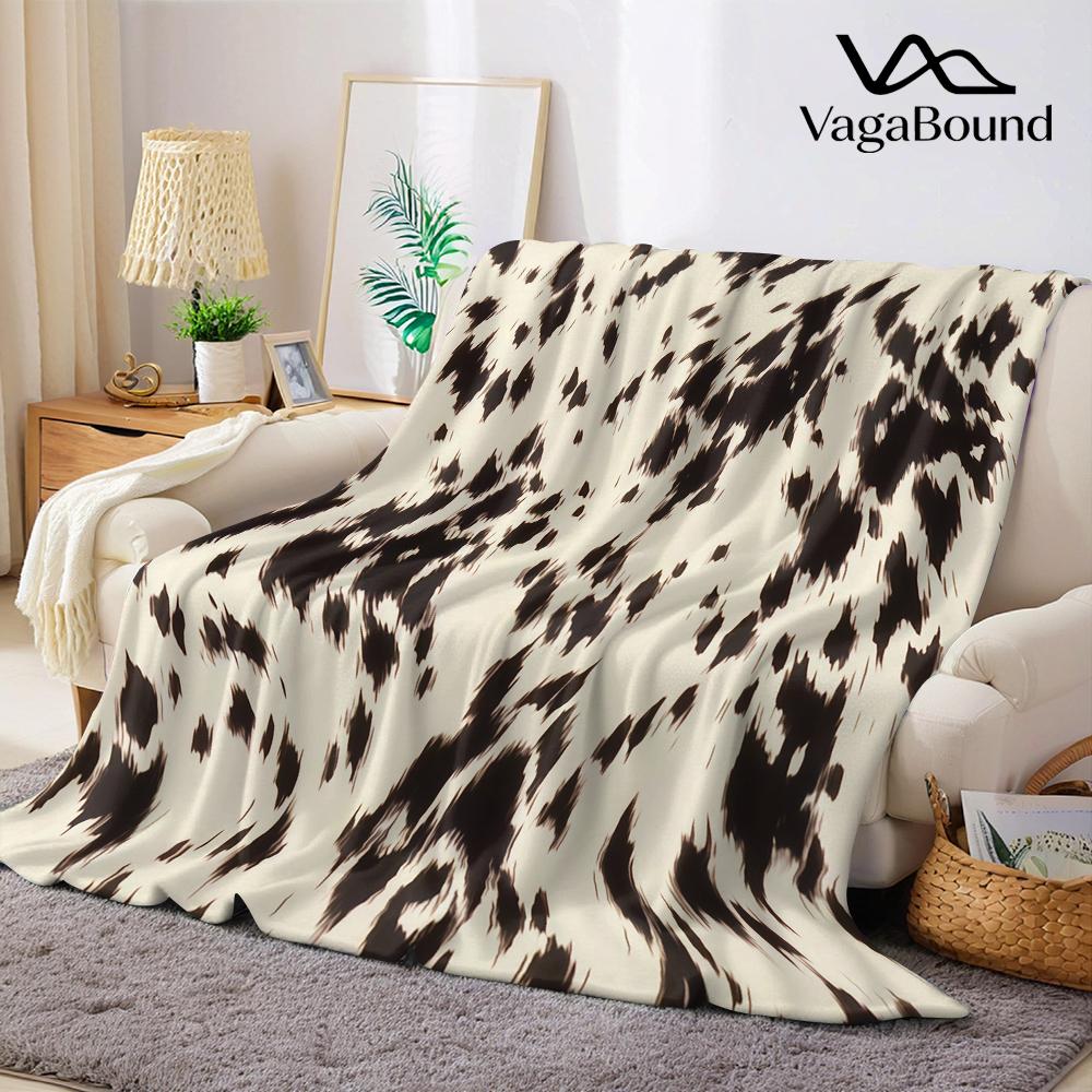 Black & Cream Speckled Flannel Blanket Warm Soft Halloween Christmas Couch Warm Cozy Decorative Decor Gift for All Season