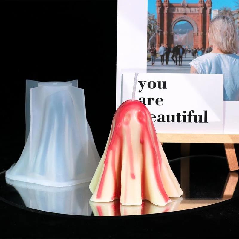 1 Pcs Festivel Creative Shape Halloween Cloak Ghost Candle Mold DIY Aromatherapy 3D Candle Molds Ghost Cloak Mould Decor Tools