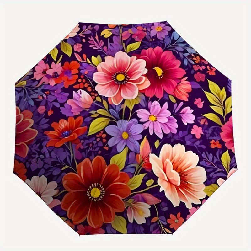 

1pc Floral Pattern Automatic Open/close Folding Umbrella, Compact Portable Travel Umbrella, Durable Construction yy250804139