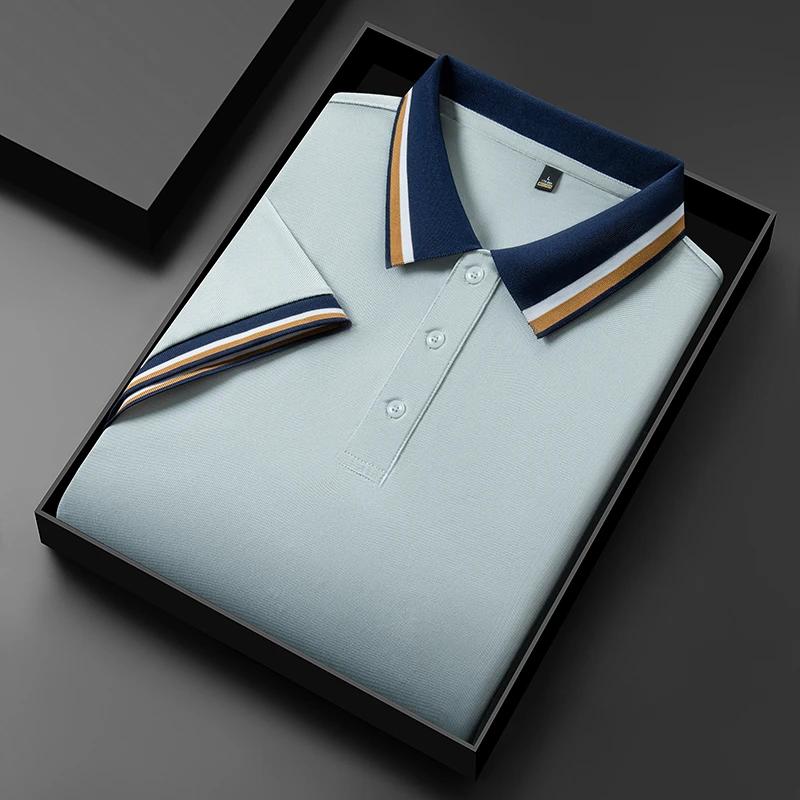 New Men's Business Casual Short Sleeved Shirt Solid Color Polo Shirt Fashionable Breathable Comfortable Versatile Top