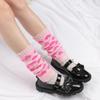 Y2K Woman Leg Warmers Japanese Lolita Autumn and Winter Heart Lolita Black Knee Warmers Long Socks JK Knitted Girls Leg Warmers