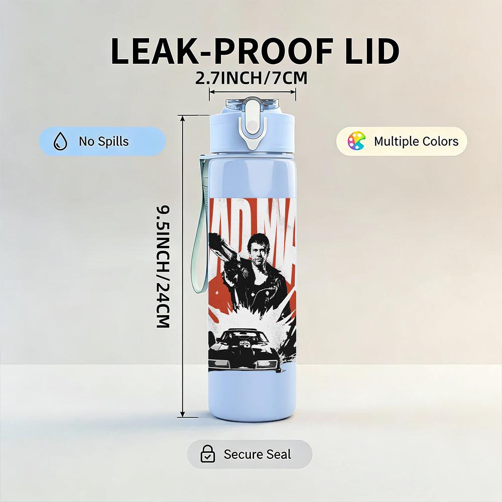 1PC Retro Western Cowboy Gun Grunge Print 750ml Portable Sports Water Bottle Leakproof Gym Outdoor Travel Drink Cup