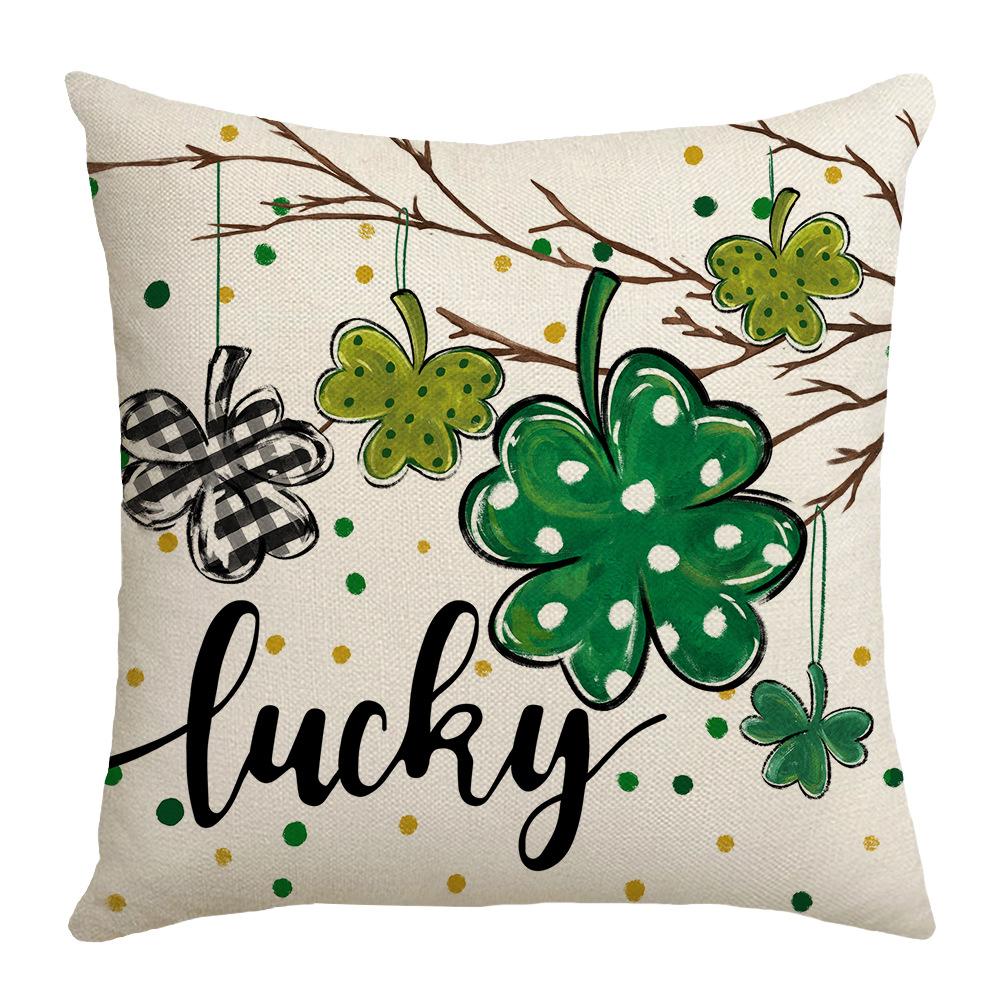 

New St. Patrick s Holiday Decorative Pillow Case Home Sofa Lucky Letter Printed Waist Pillow 45 * 45Cm (excluding pillow core)