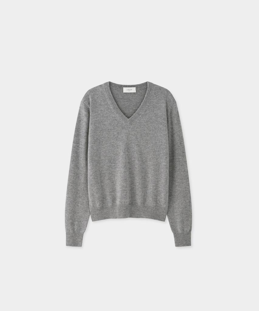 JRIUM Cashmere Blend Essential V-Neck Knit Gray