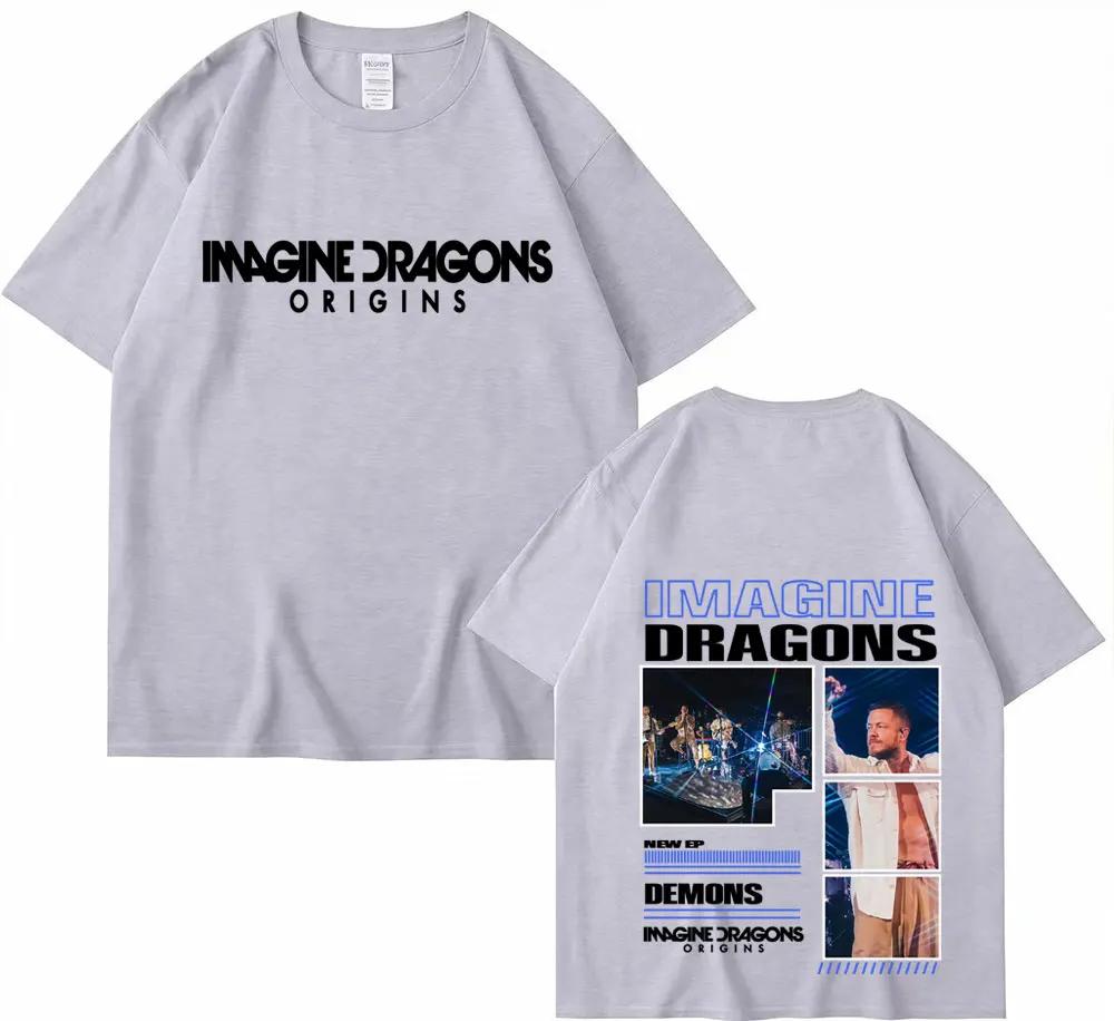 2026 Summer Imagine The Origin of The Dragon Album Tour Cover Cotton Printed Tshirt Mens Retro Loose Casual Short Sleeve Y2k