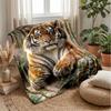 Tiger in Floral Garden Theme blanket Lightweight Warm Flannel Blanket Decorative Throw Blanket for Home Decoration