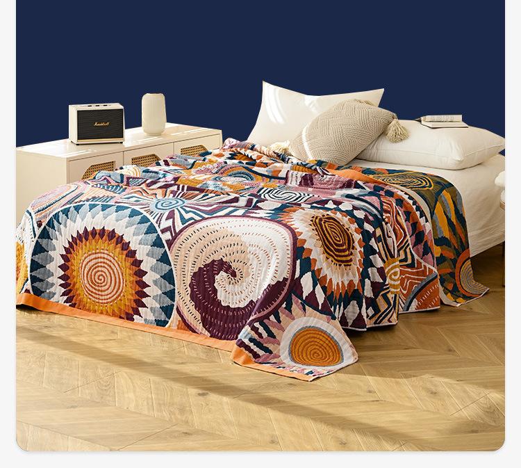 100% Cotton, Towel Blanket, Four-Ply Gauze Sheet, Spiral Time