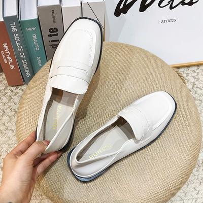 British Casual Low-heeled Small Leather Shoes Women's Lazy Commuting Loafers Soft-soled Comfortable Flat-soled Simple Single Shoes 1025-1