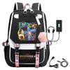 Mochila escolar de grande capacidade com alça de ombro; conjunto de estojo de lápis de três peças para estudante