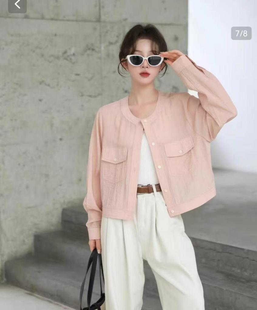 2025 Women's Lightweight Linen Sun Protection Shirt - Slimming, Breathable, Single-Breasted, Casual Short Jacket