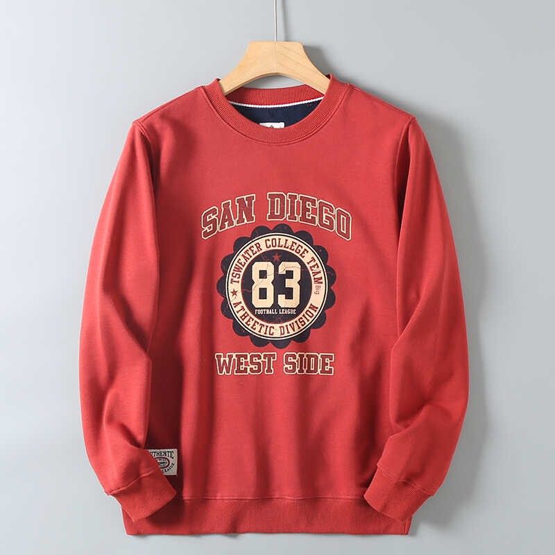 Hk Order! American-Style Casual Retro Trendy Printed Unisex Loose Round-Neck Pullover Long-Sleeve Terry Cotton Sweatshirt