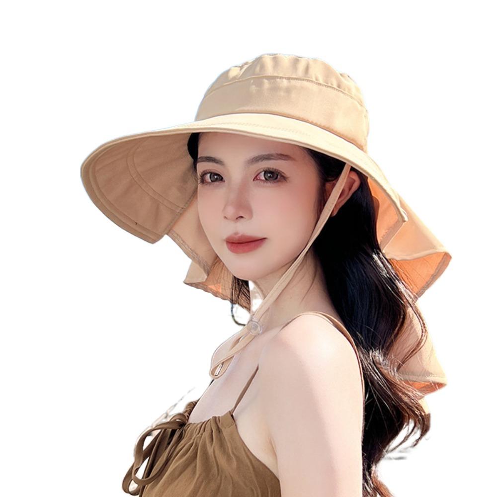 

Панама с большим бантом и защитой от солнца, с шалью, Aiti, УФ-защита, шляпа рыбака, новый дизайн, шляпа от солнца с бантом, для велоспорта хаки