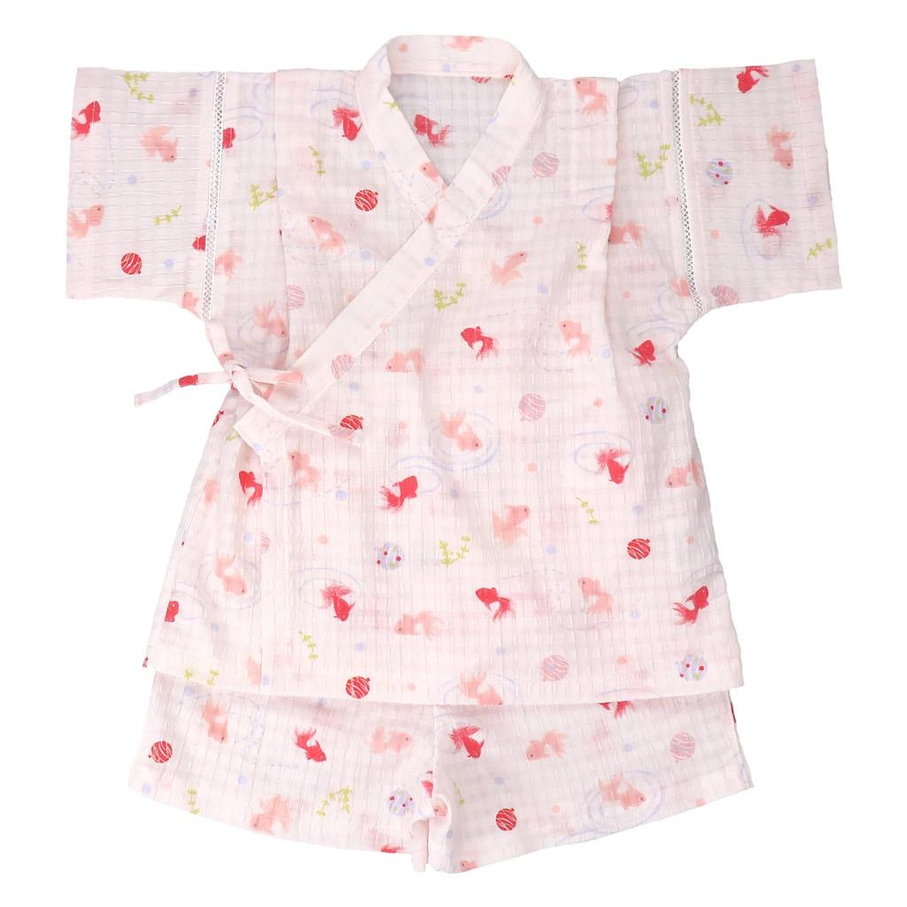 Baby Castle Jinbei Sizes Festival Goldfish Made In Japan (Japanese Kimono) 80-90, Design, Pink,