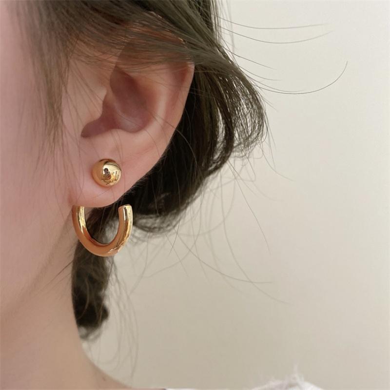 Vintage Half Round Hoop Earrings For Women New Trendy Metal C- Shaped Geometric Earrings Casual Jewelry Accessories Gifts