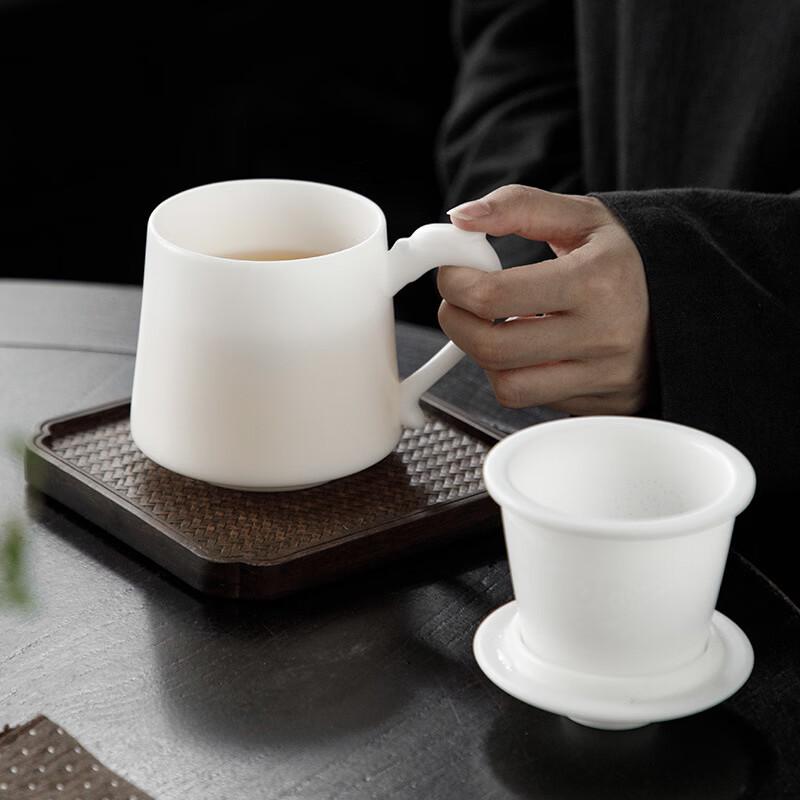 OLOEY Dehua White Porcelain Tea Infuser Mug