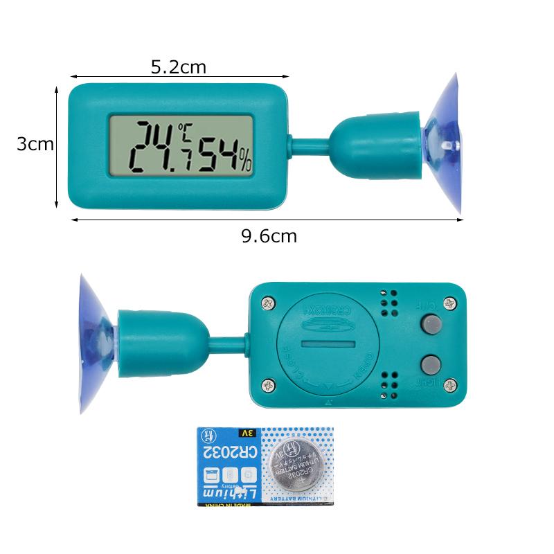 

1pcs Reptile Digital Thermometer Hygrometer with Suction Cup 360 Degree Rotating Indoor Temperature Sensor Humidity Meter Gauge зелёный