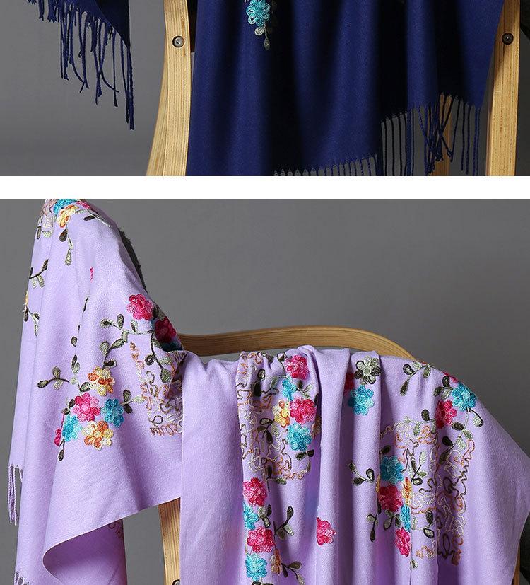 300g Faux Cashmere Embroidered Plum Blossom Scarf, Women's Ethnic Travel Wrap - Warm New Year Holiday Shawl