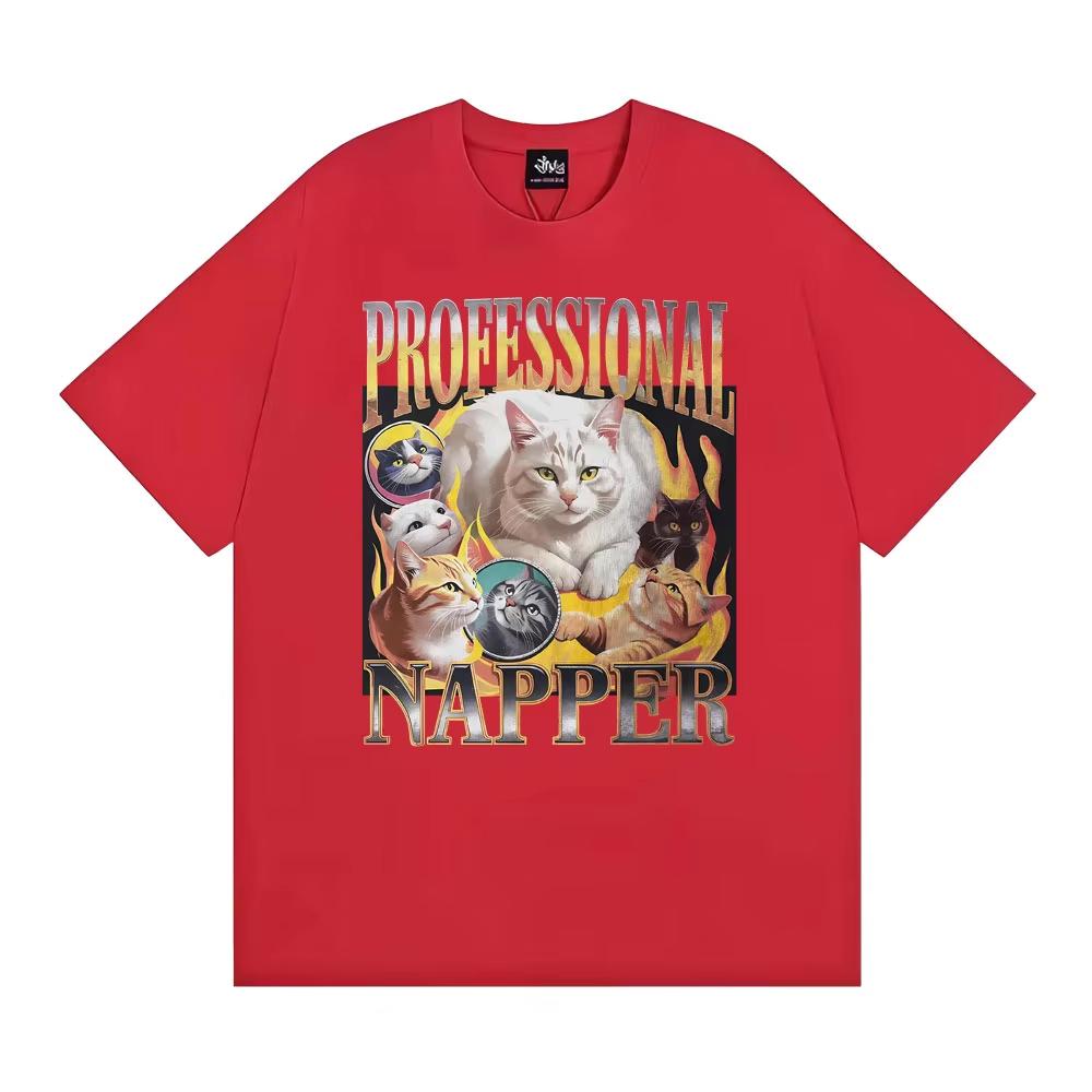 

Professional Napper Sleeping Cats Tee Shirt Unisex Women Classic Fashion Aesthetic Short Sleeve T-shirts Cotton Casual T Shirt Tops 4XL
